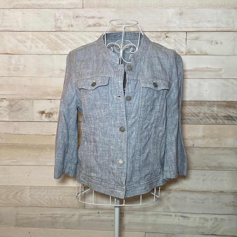 Loft Light Blue Lightweight Button Down Jacket - image 1